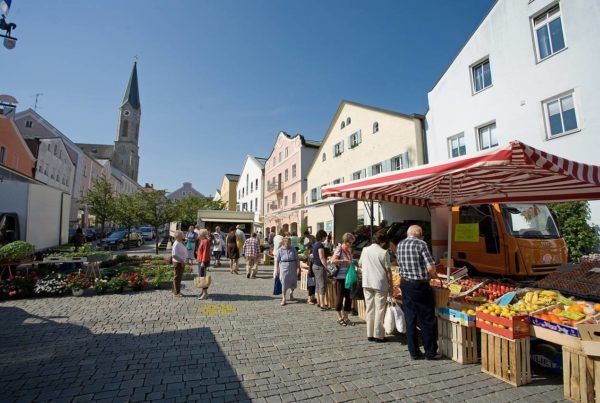 Small marketplace on a sunny day