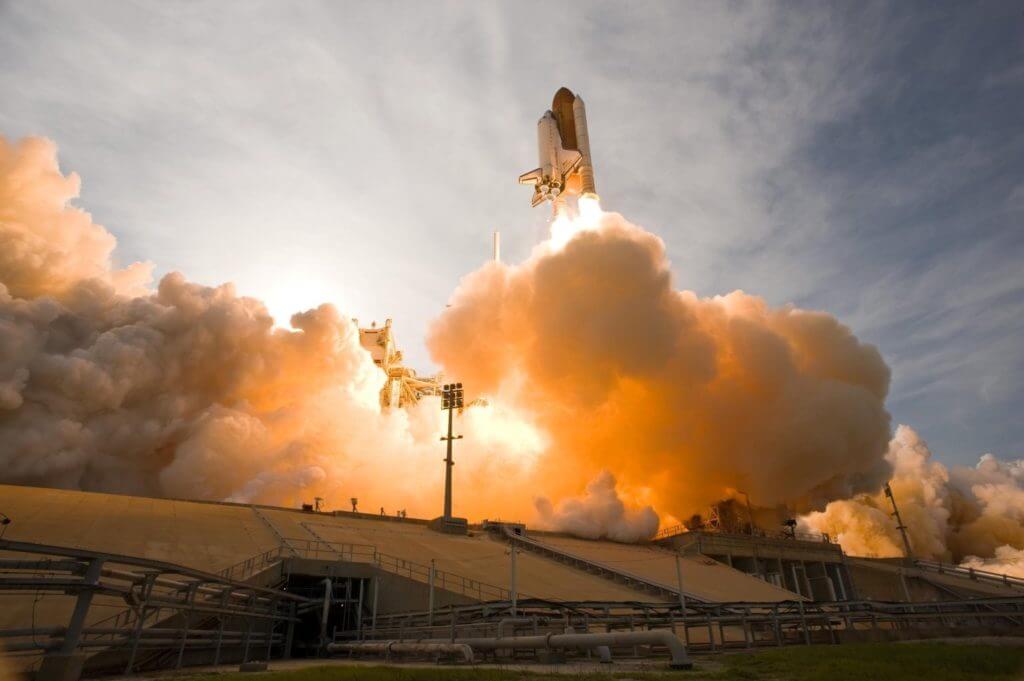 A photo of a rocket launching